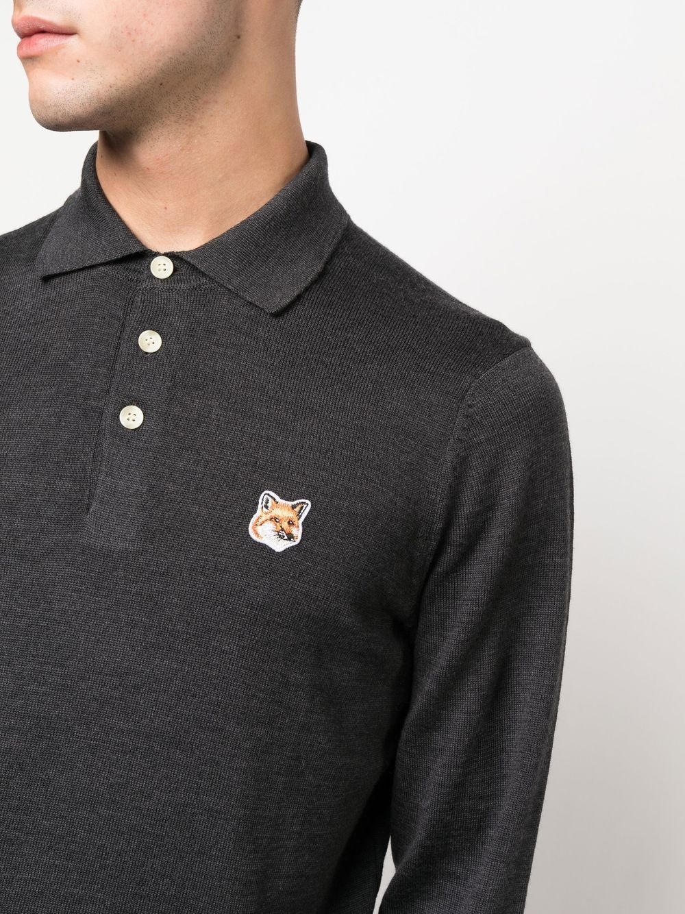 logo-patch fine-knit polo - 5