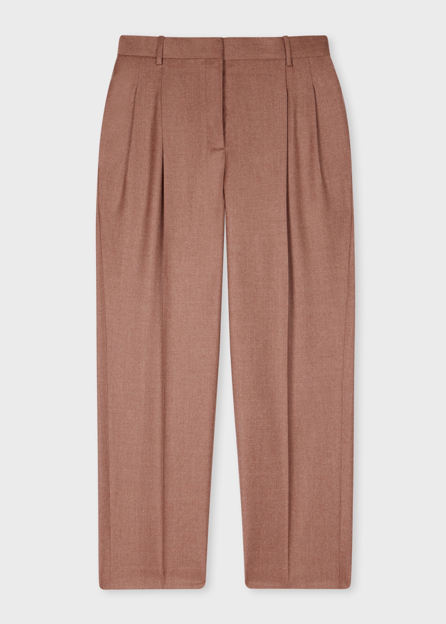 Women's Dusty Rose Wool-Cashmere Flannel Pleated Trousers - 1