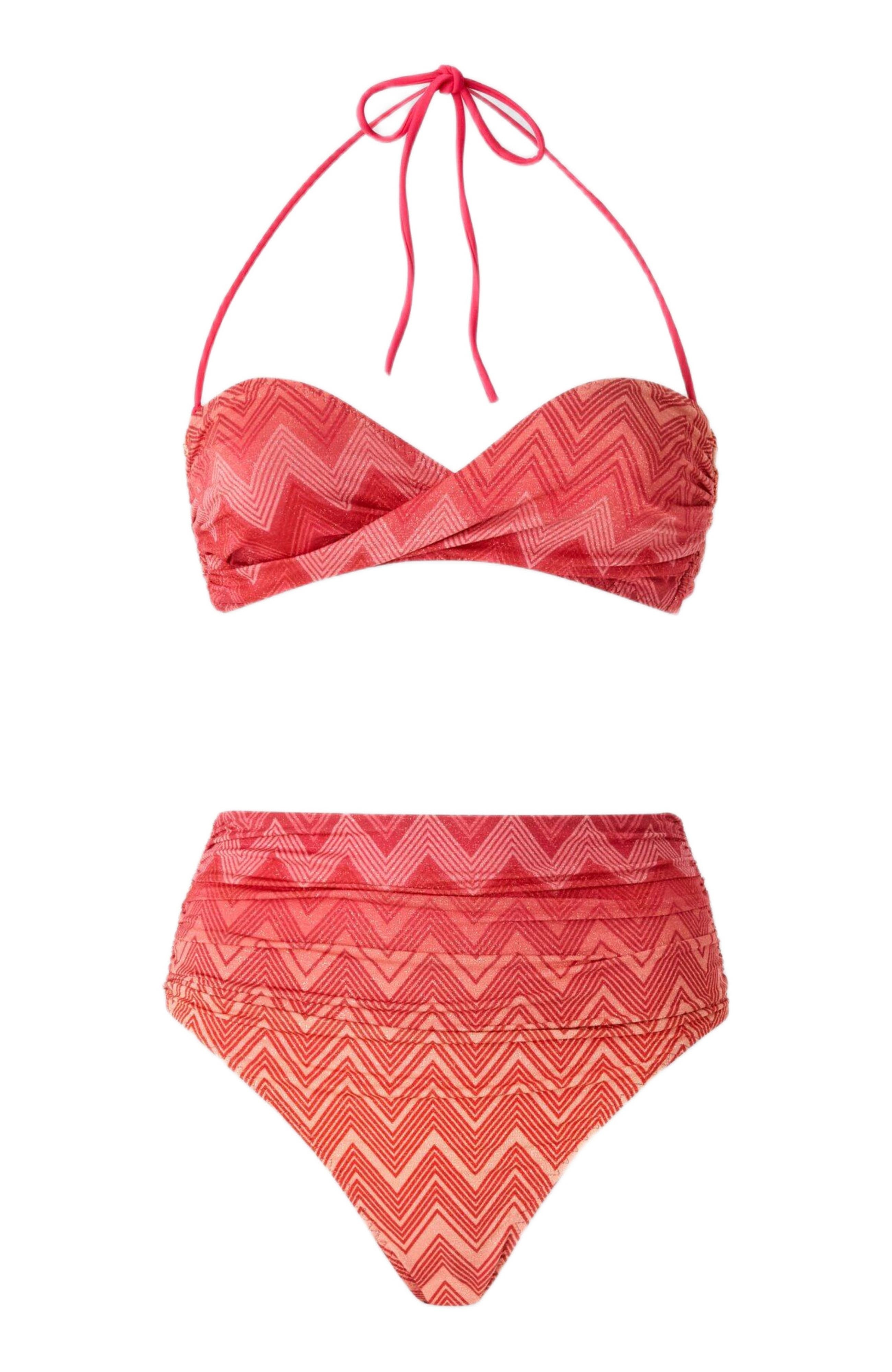 Missoni Zig Zag Lamé Stretch Nylon Bikini With High Bottom in Red at Nordstrom - 6