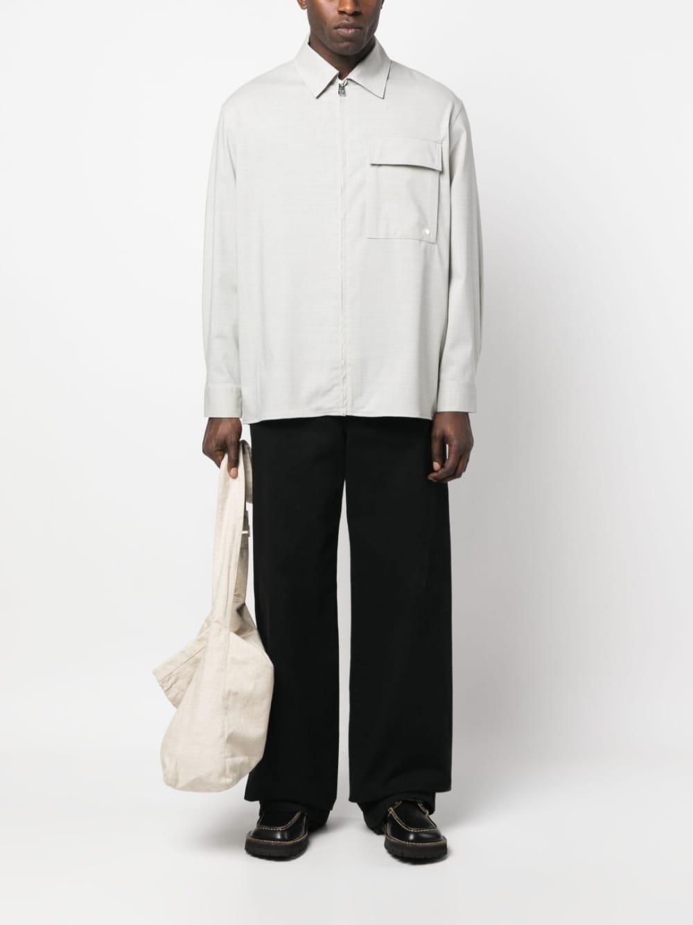 zip-up long-sleeve shirt - 2