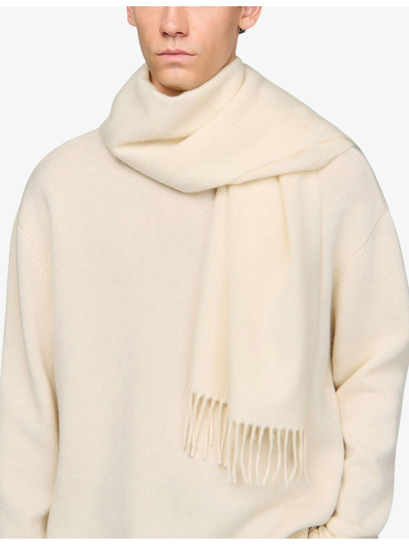 Sandro Fringed-trim wool and cashmere-blend scarf outlook