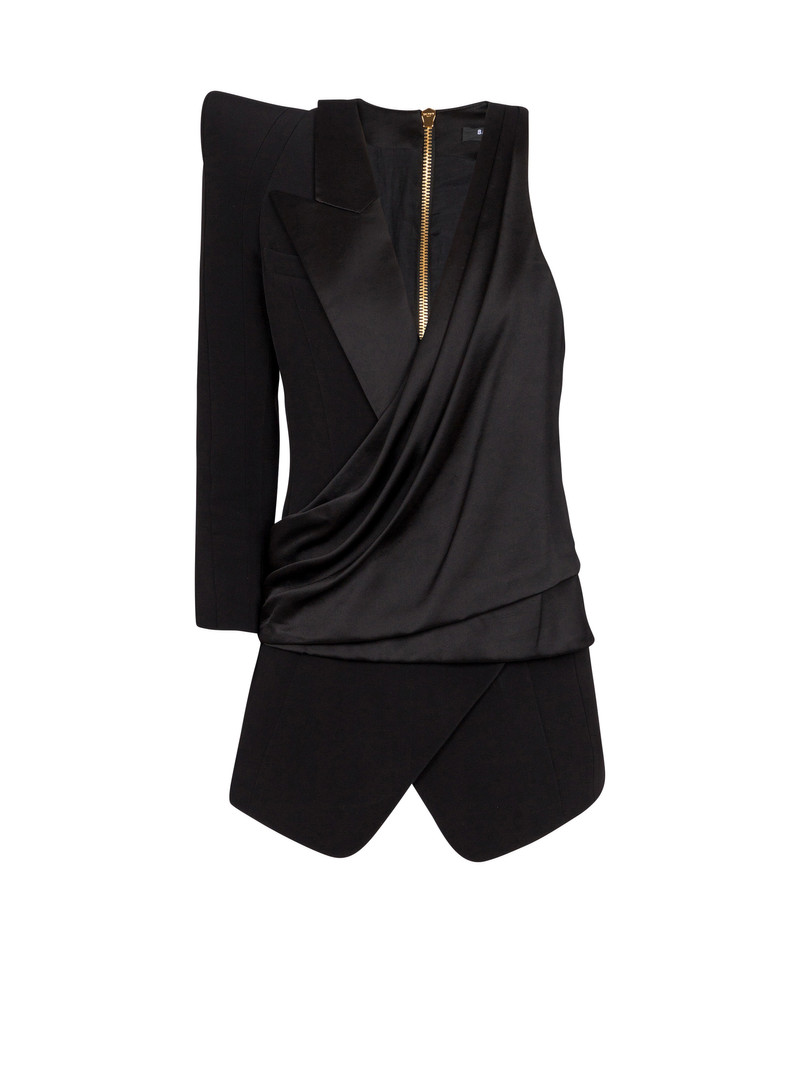 Asymmetric dress with structured shoulder 1