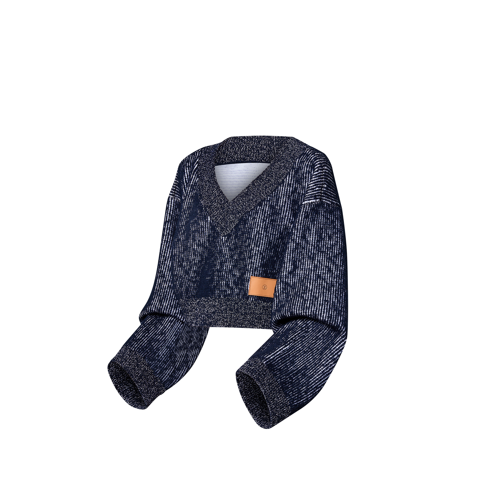 Tweed Knit Oversized Cropped Pullover - 2
