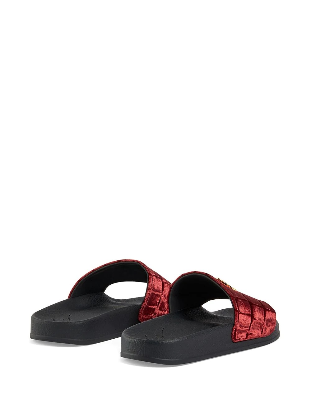 Brett crocodile-effect velvet slides - 3