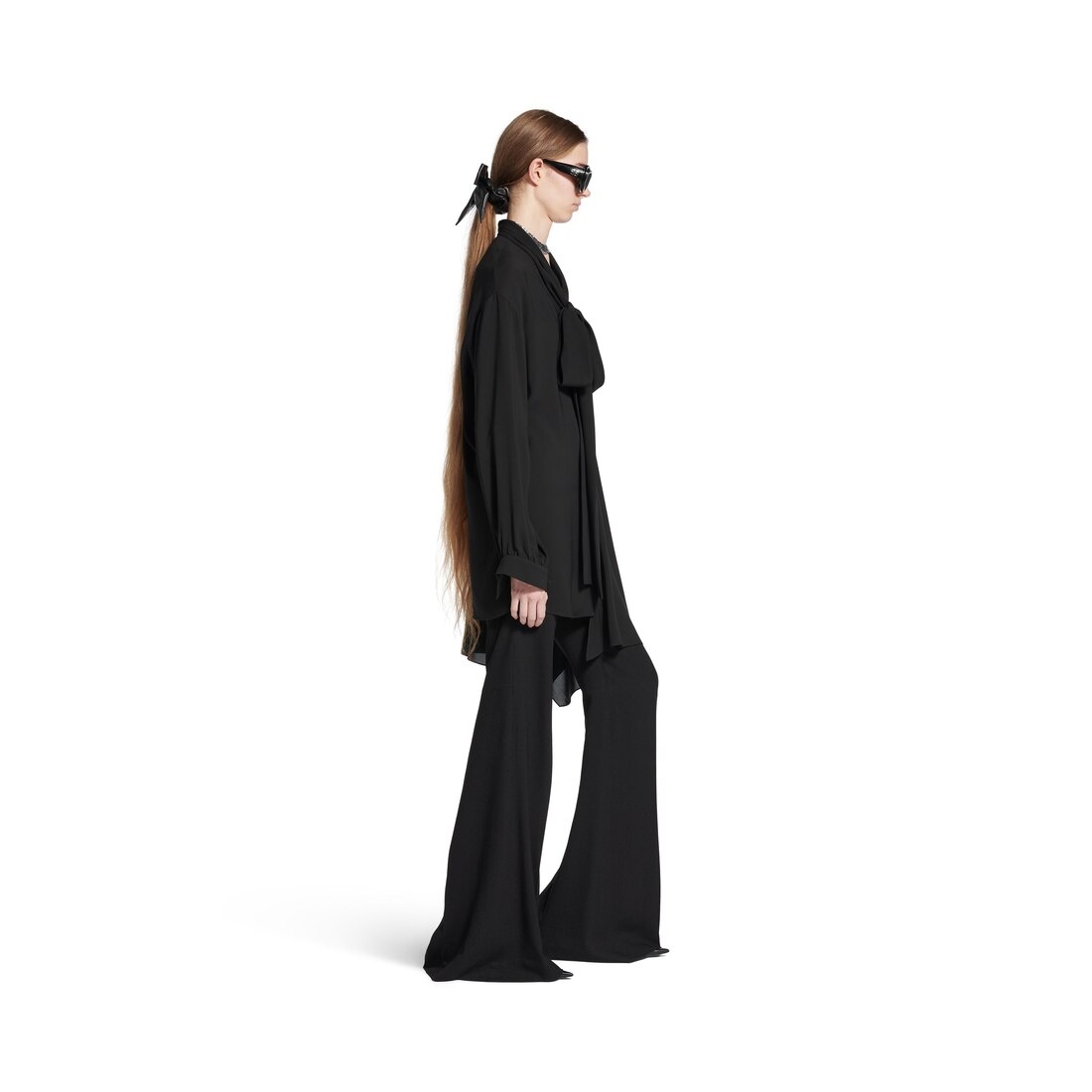 Women's Scarf Blouse in Black - 3