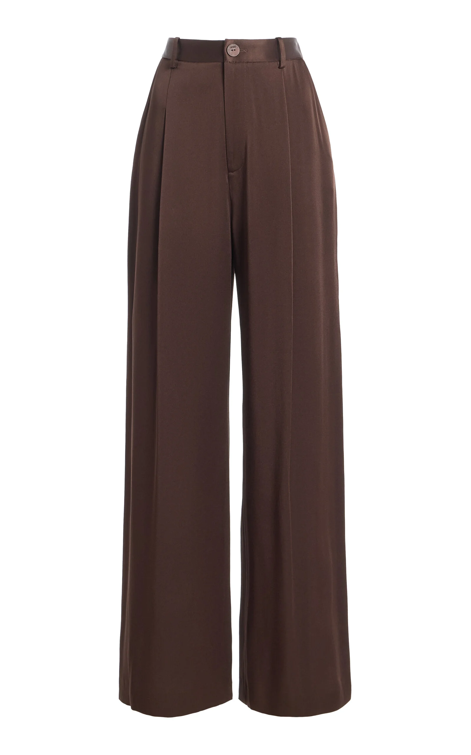 Relaxed Pleated Satin Pants brown - 1
