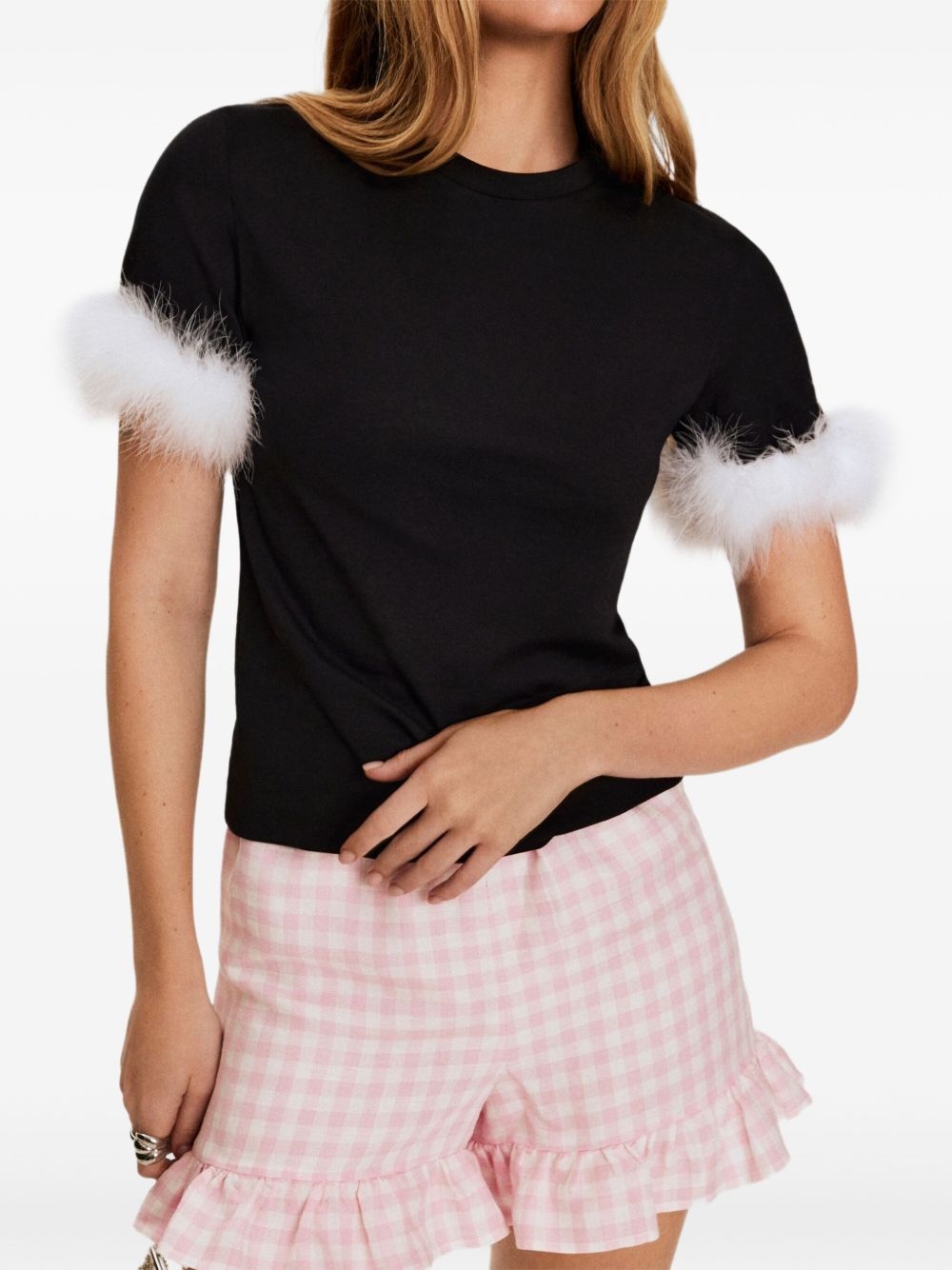 feather-embellished T-shirt - 3