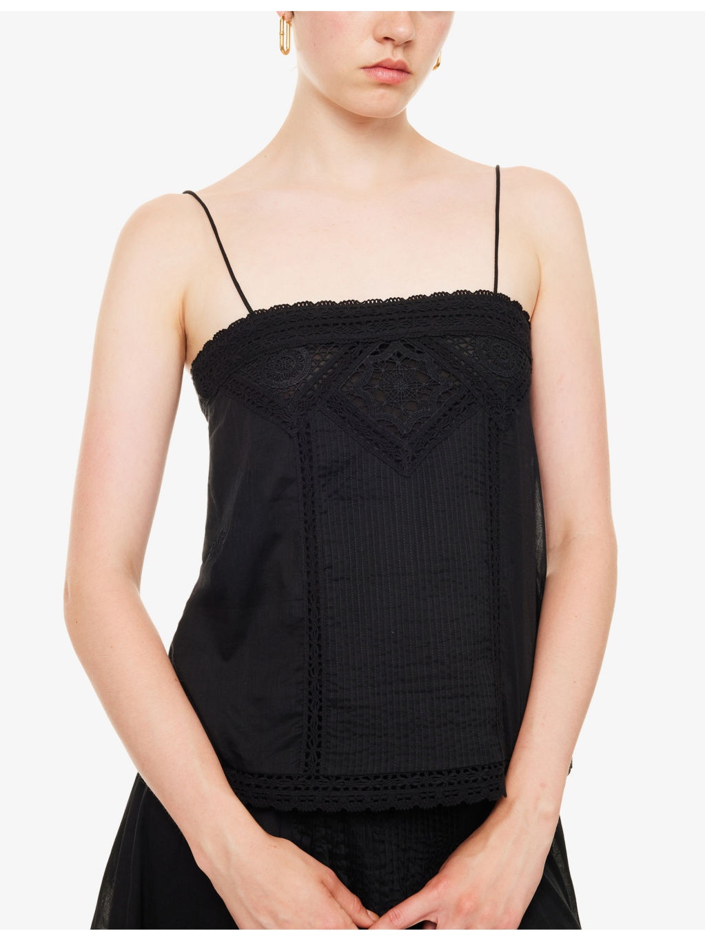 Gaelia Lace-Trim Cotton Camisole Top - 5