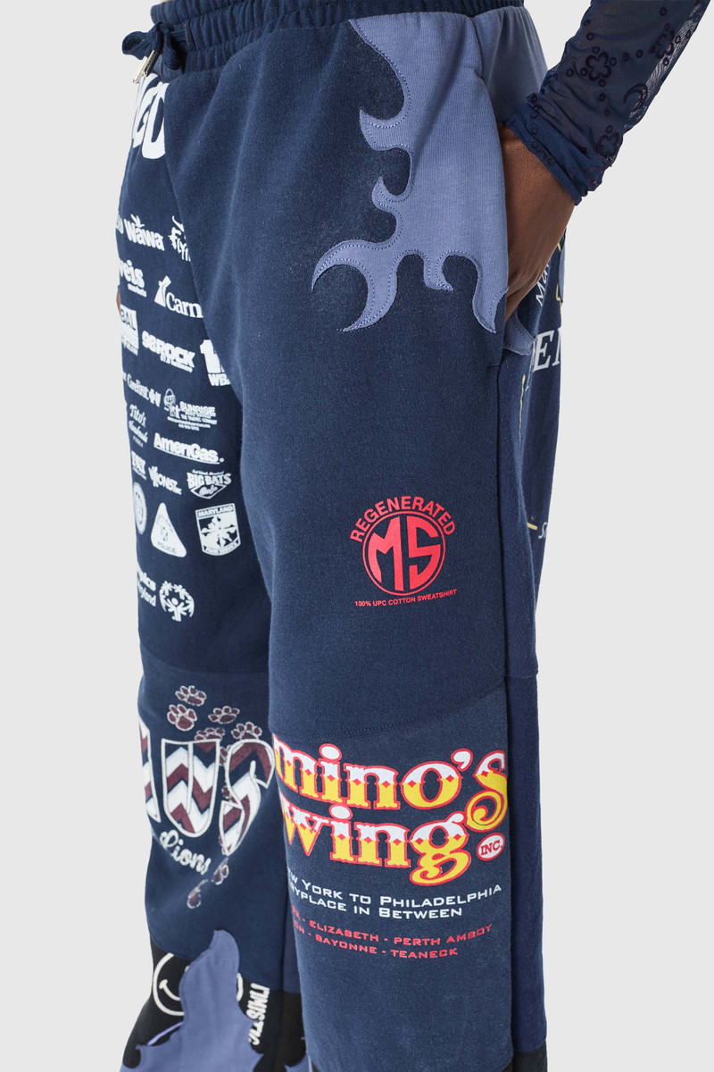 Upcycled jersey pants with flowers patches 5