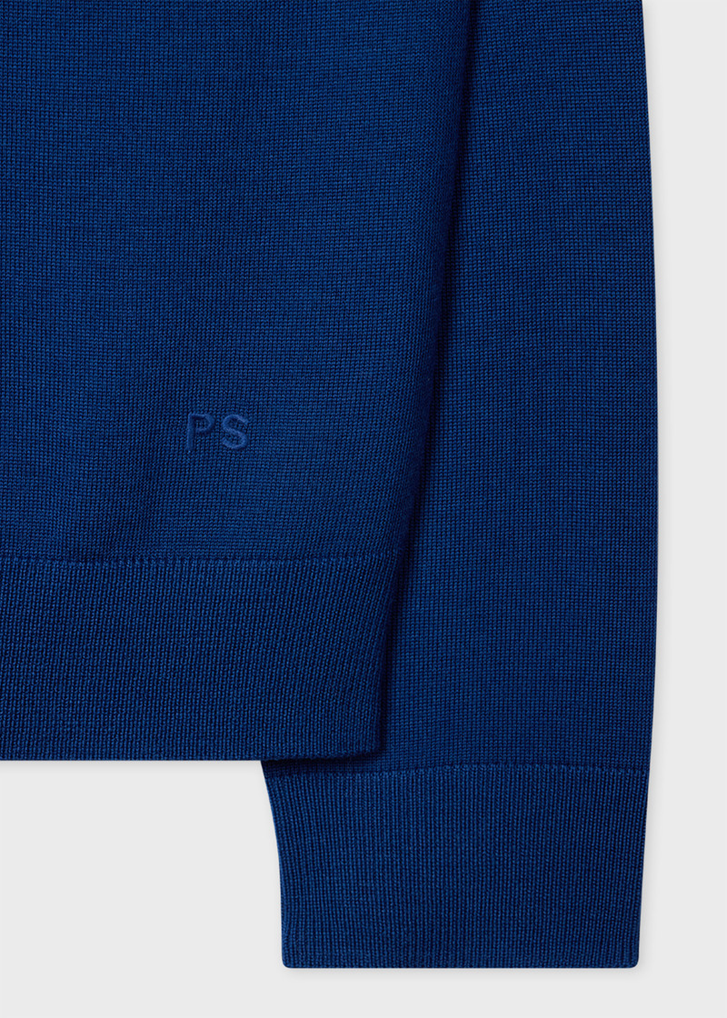 Blue Merino Wool Zip-Through Cardigan 3