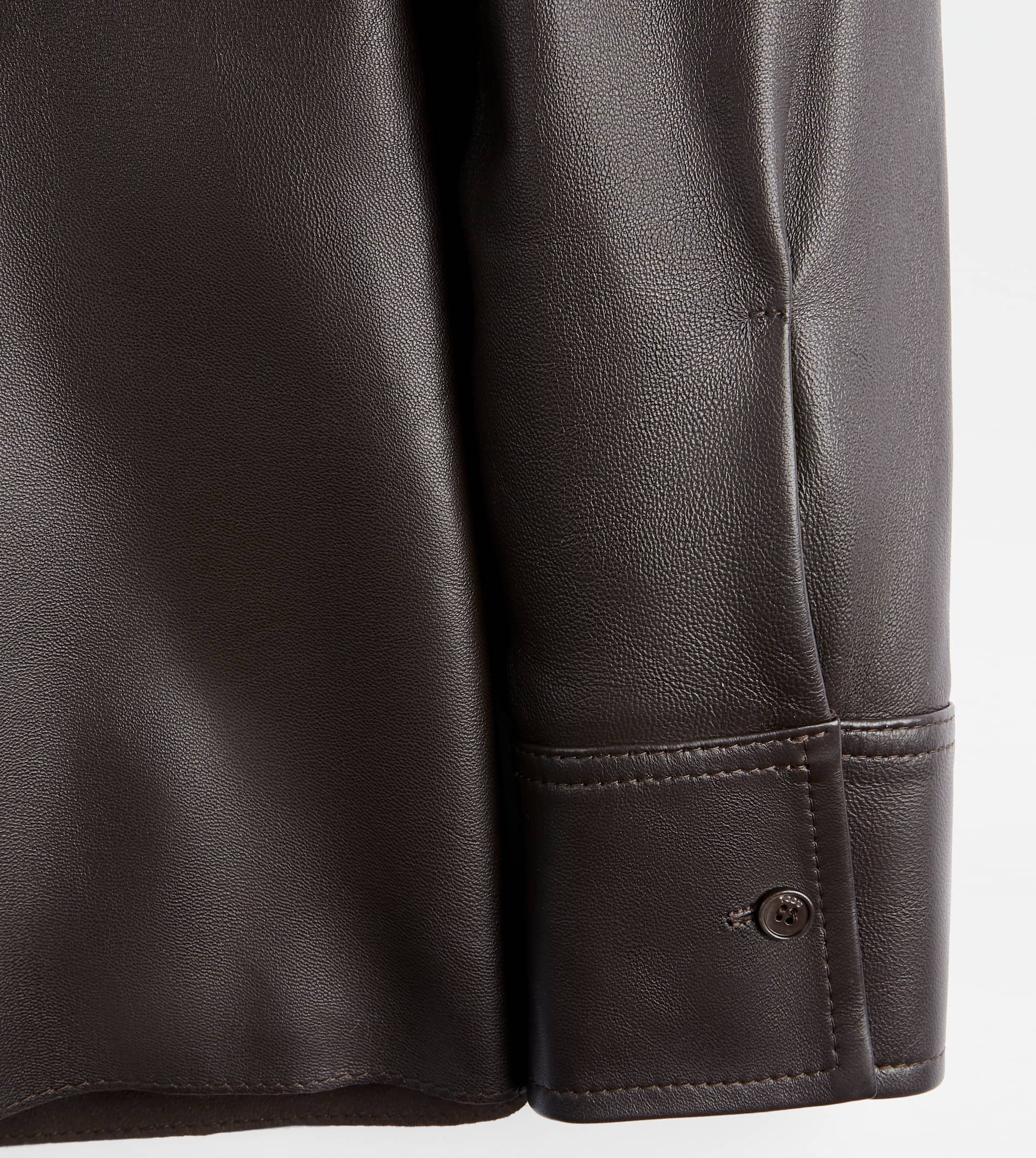 SHIRT IN LEATHER - BROWN - 10