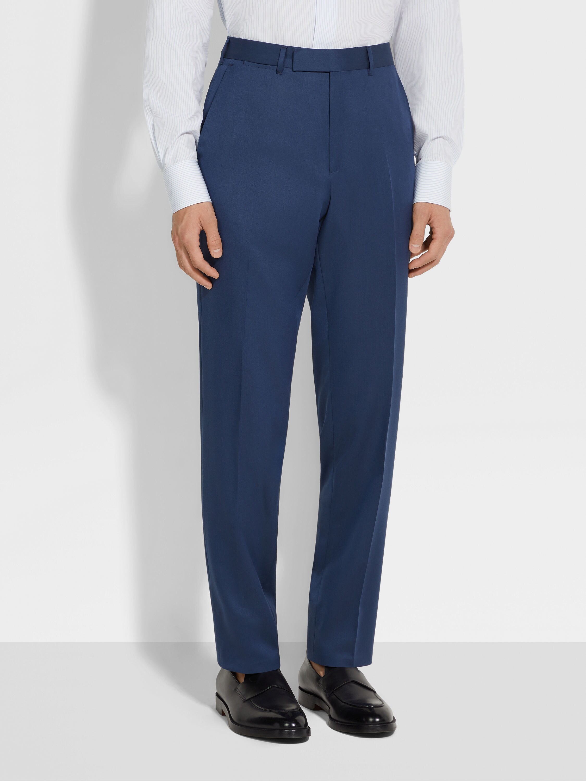 DARK TEAL BLUE CENTOVENTIMILA WOOL PANTS - 4