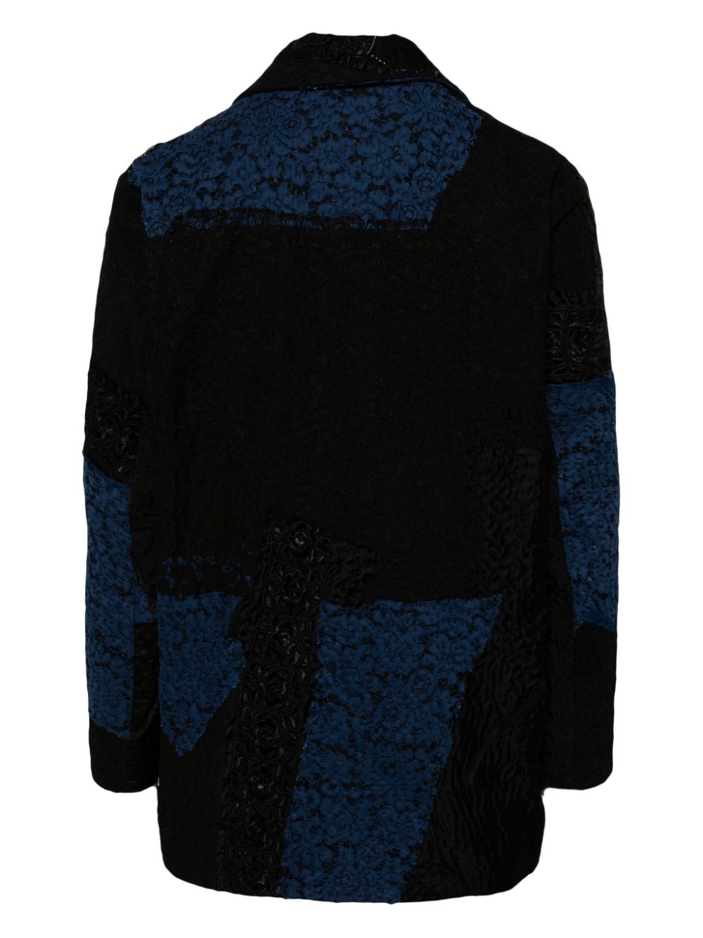 patchwork single-breasted coat - 2