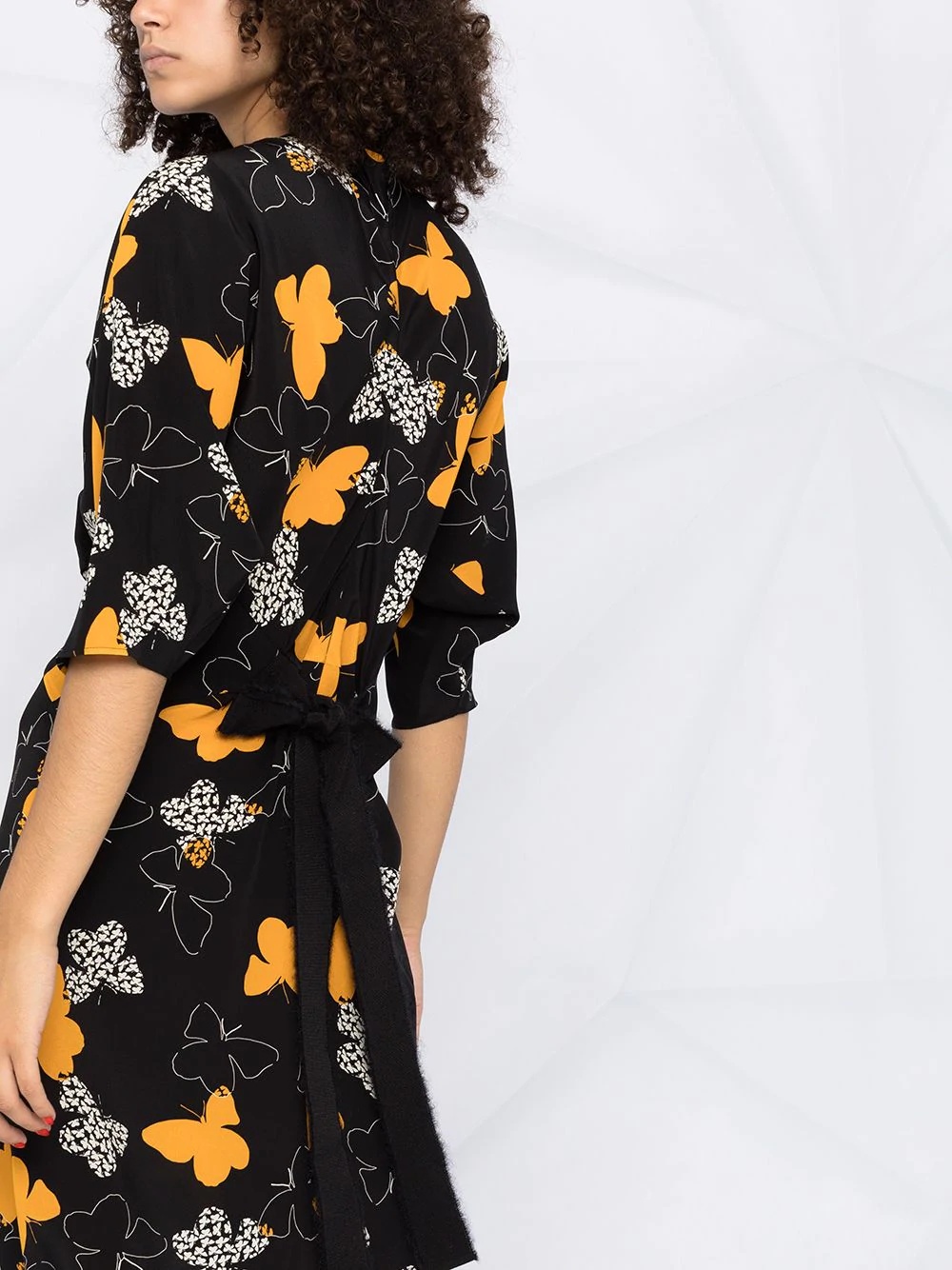 butterfly-print mid-length dress - 3