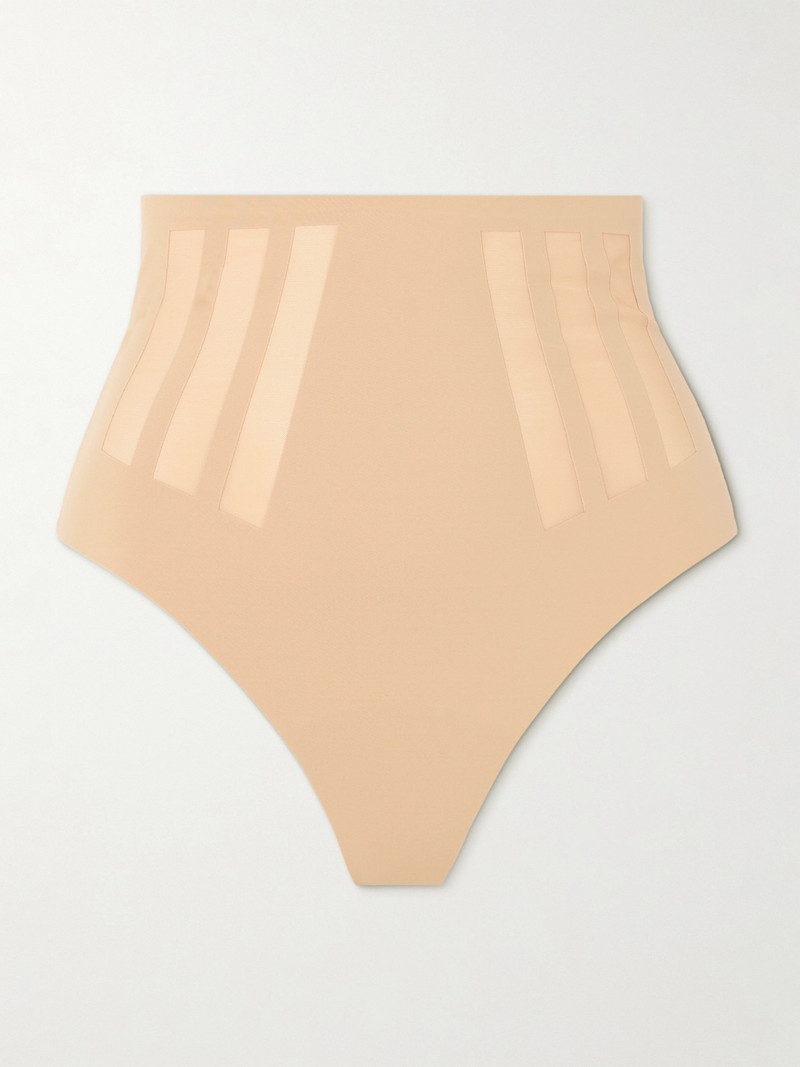 Luxe Control Stretch Mesh-trimmed Tech-jersey Thong 1