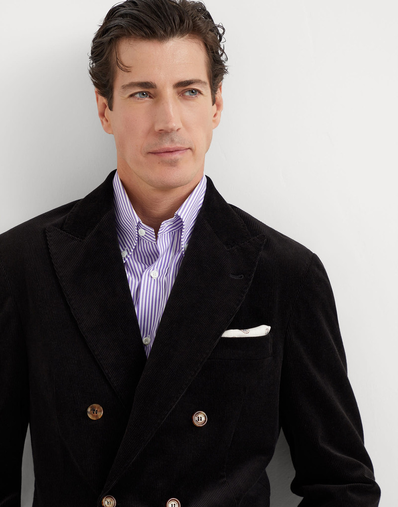 Comfort cotton and cashmere corduroy one-and-a-half breasted deconstructed blazer with patch pockets 3
