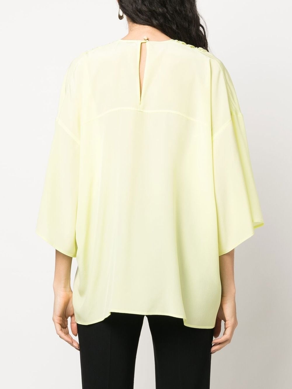 draped silk blouse - 4