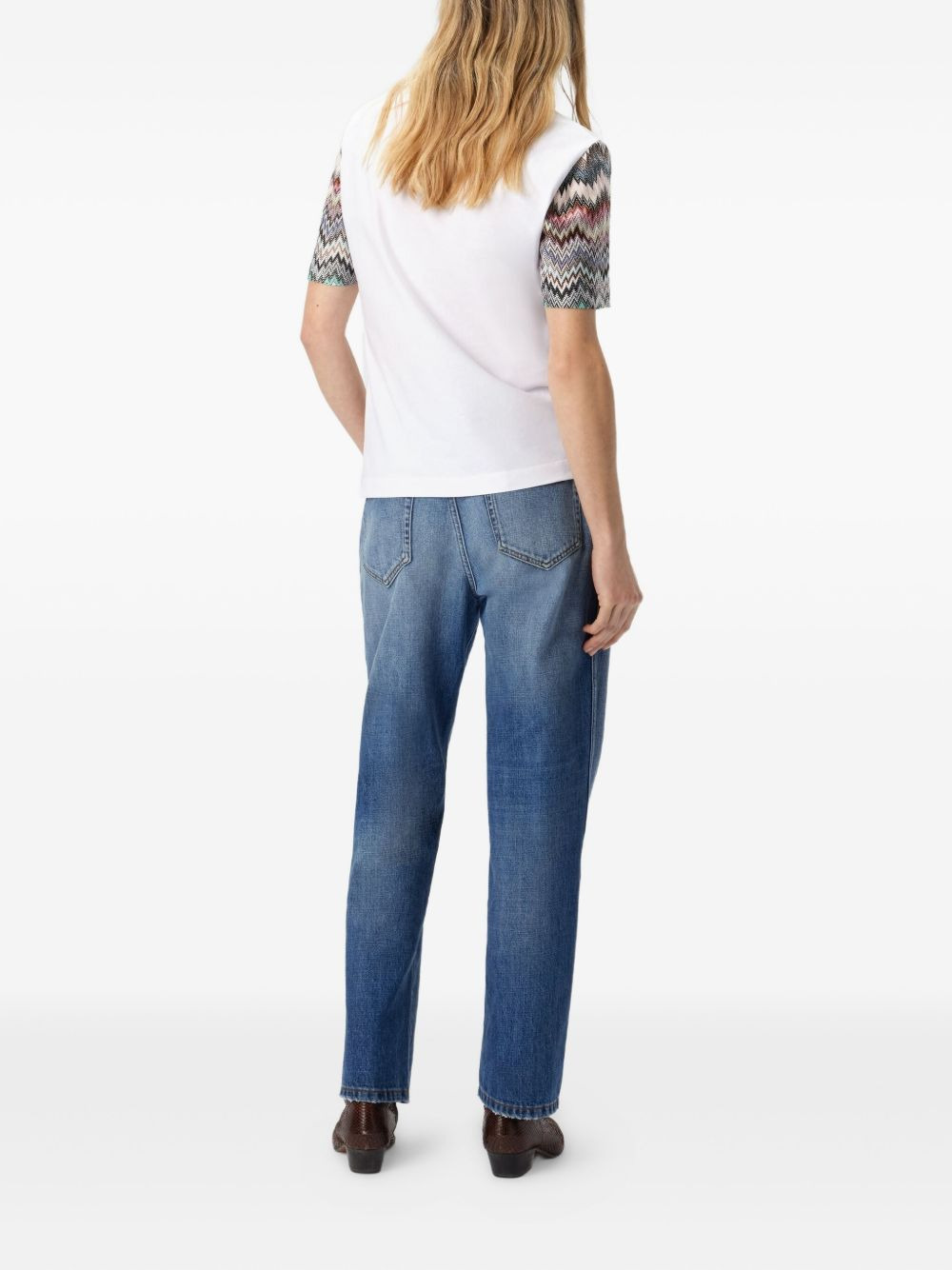 zigzag-pattern short-sleeved T-shirt - 3