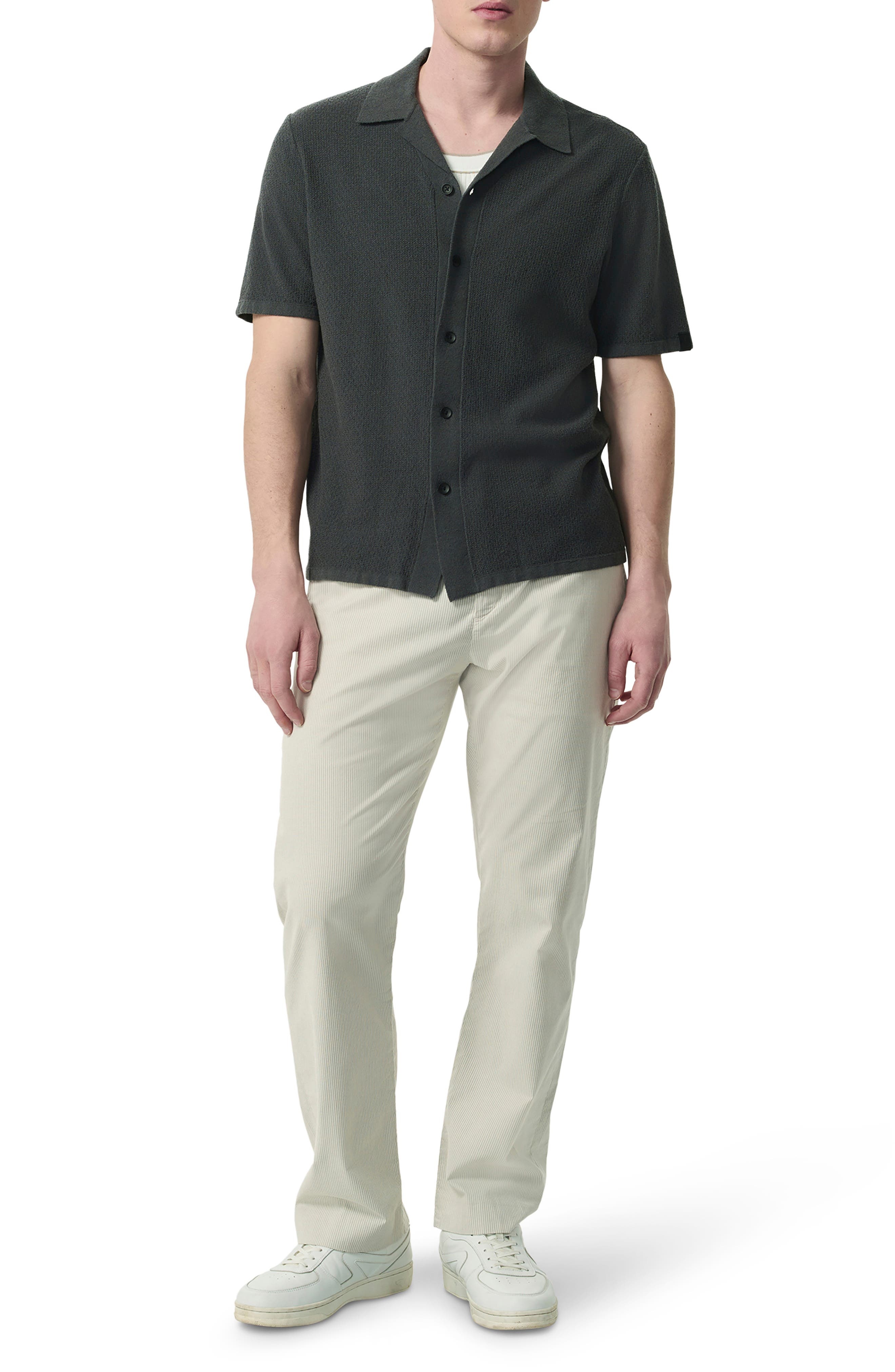 rag & bone Zigzag Avery Zuma Toweling Camp Shirt in Dark Grey at Nordstrom - 6