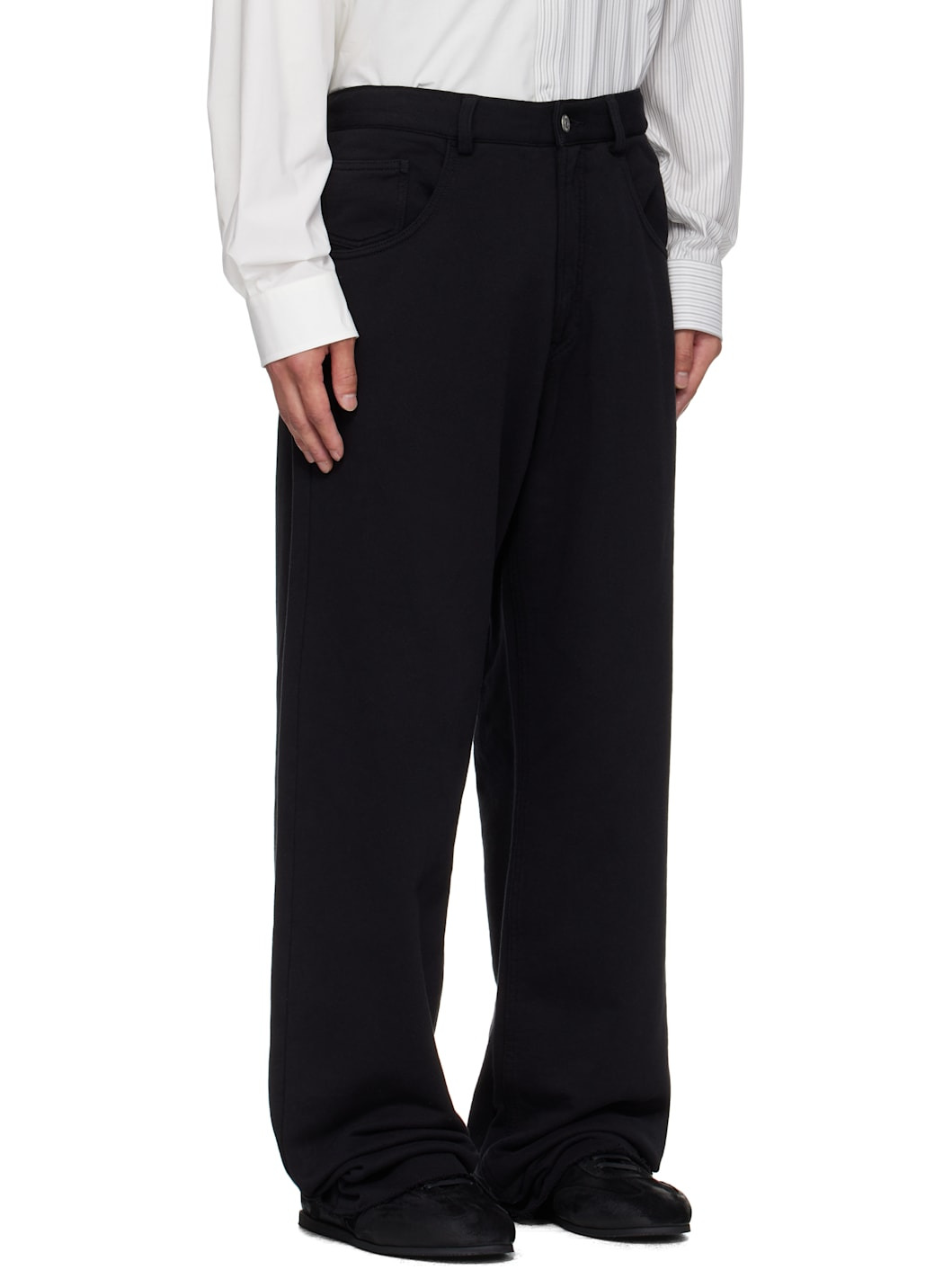 Black Cotton Sweatpant Trousers - 2