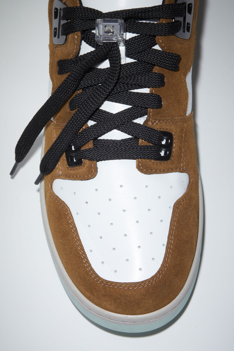 Low top basket leather sneakers - White/brown 6