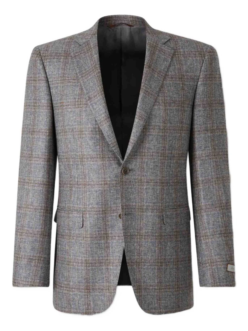 checked single-breasted blazer - 1