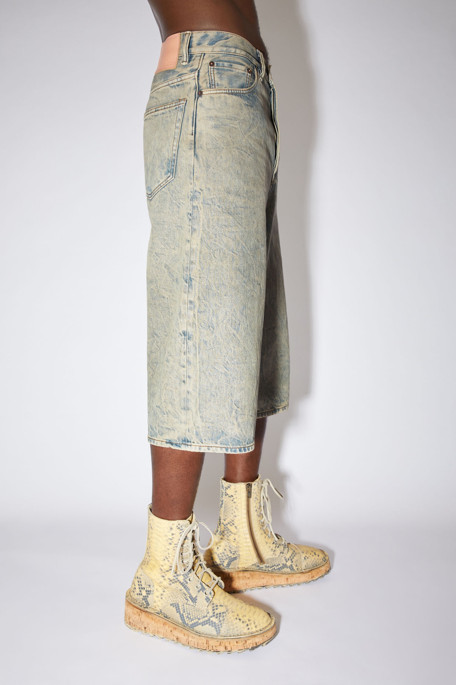 Organic denim shorts - Light blue/brown - 4
