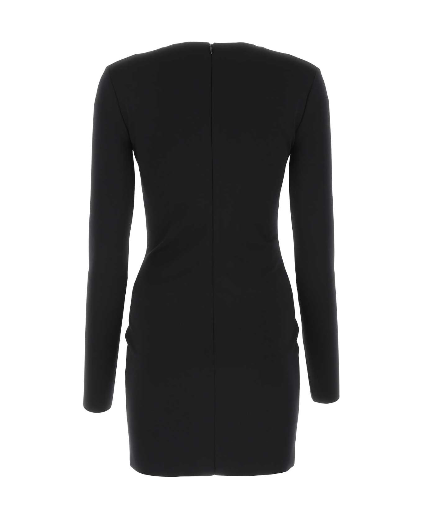 Black Stretch Nylon Mini Dress - 2