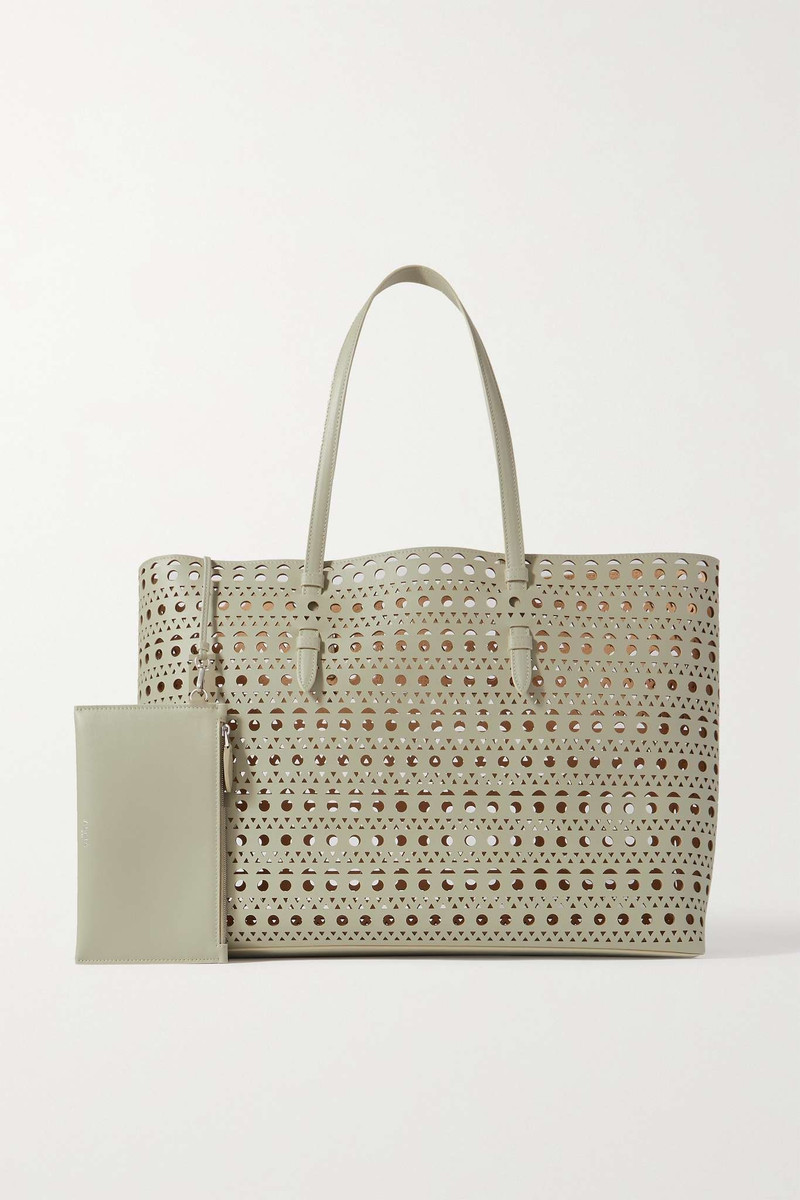 Mina 44 laser-cut leather tote 6