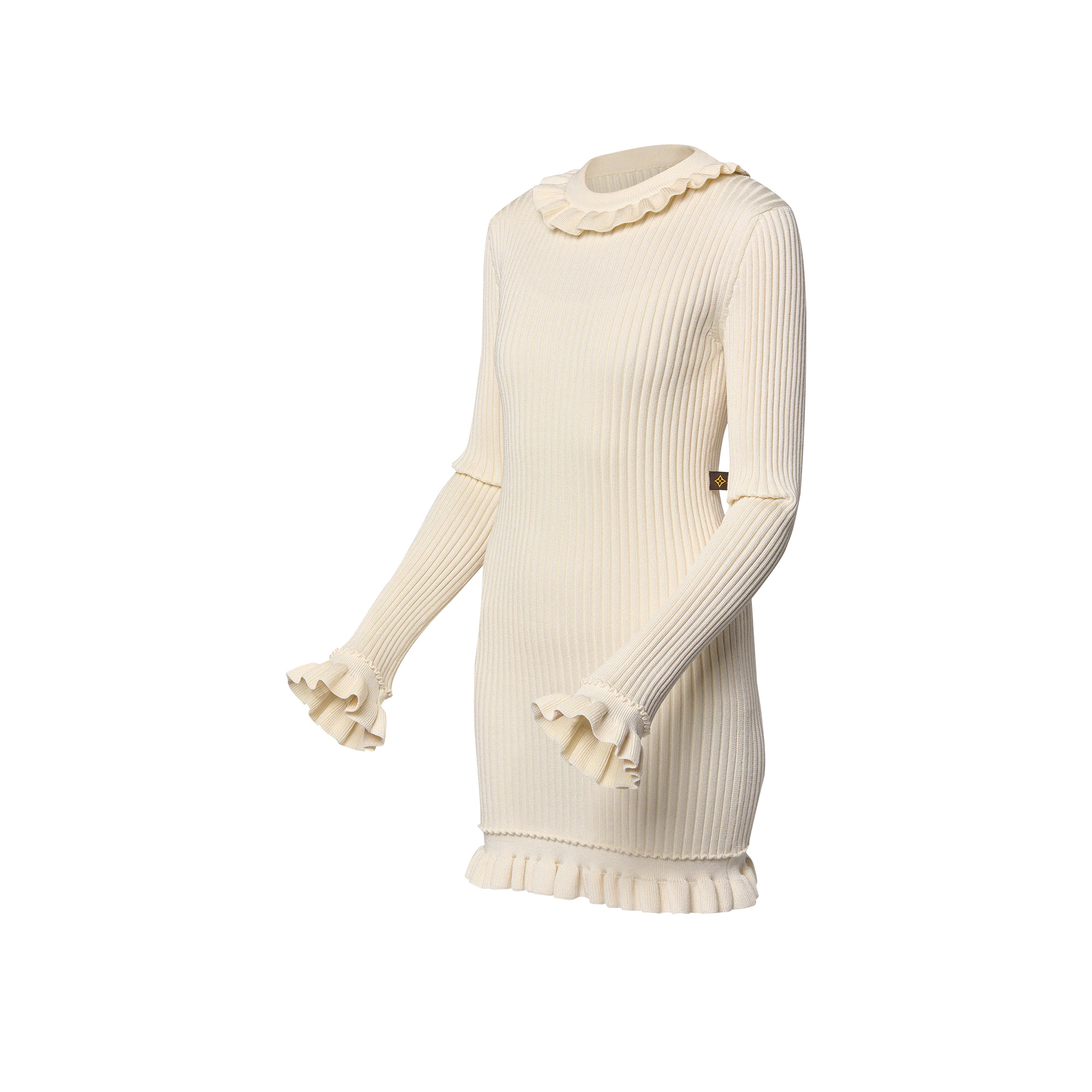 Ruffle Trim Ribbed Knit Dress - 2