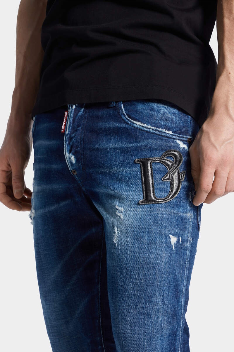 DARK MIDNIGHT BLUE WASH SKATER JEANS - 5