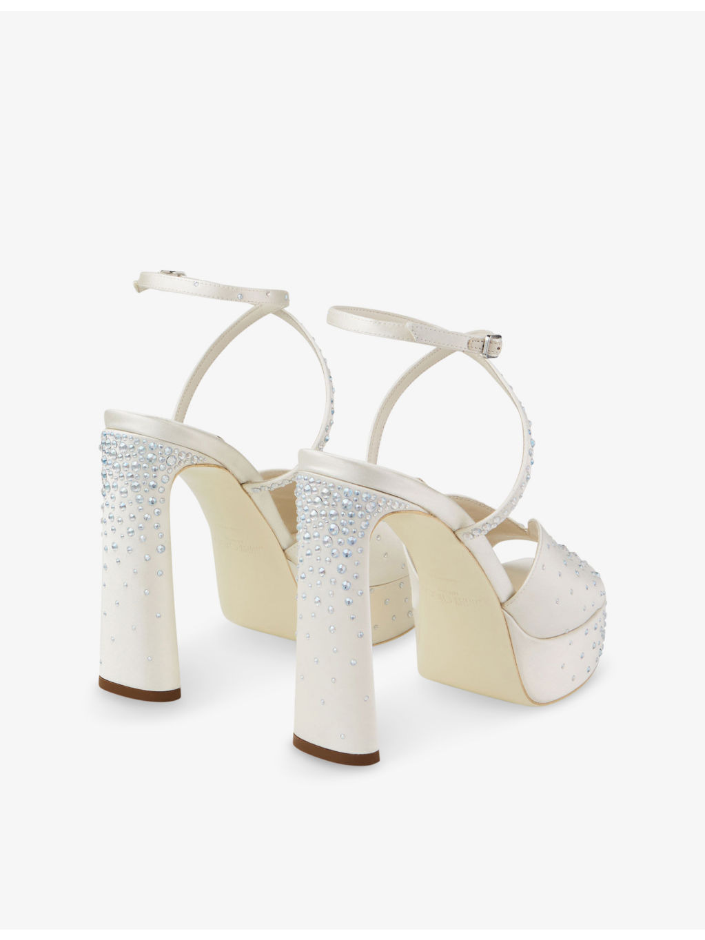Karli 125 Crystal-Embellished Satin Platform Heeled Sandals - 4