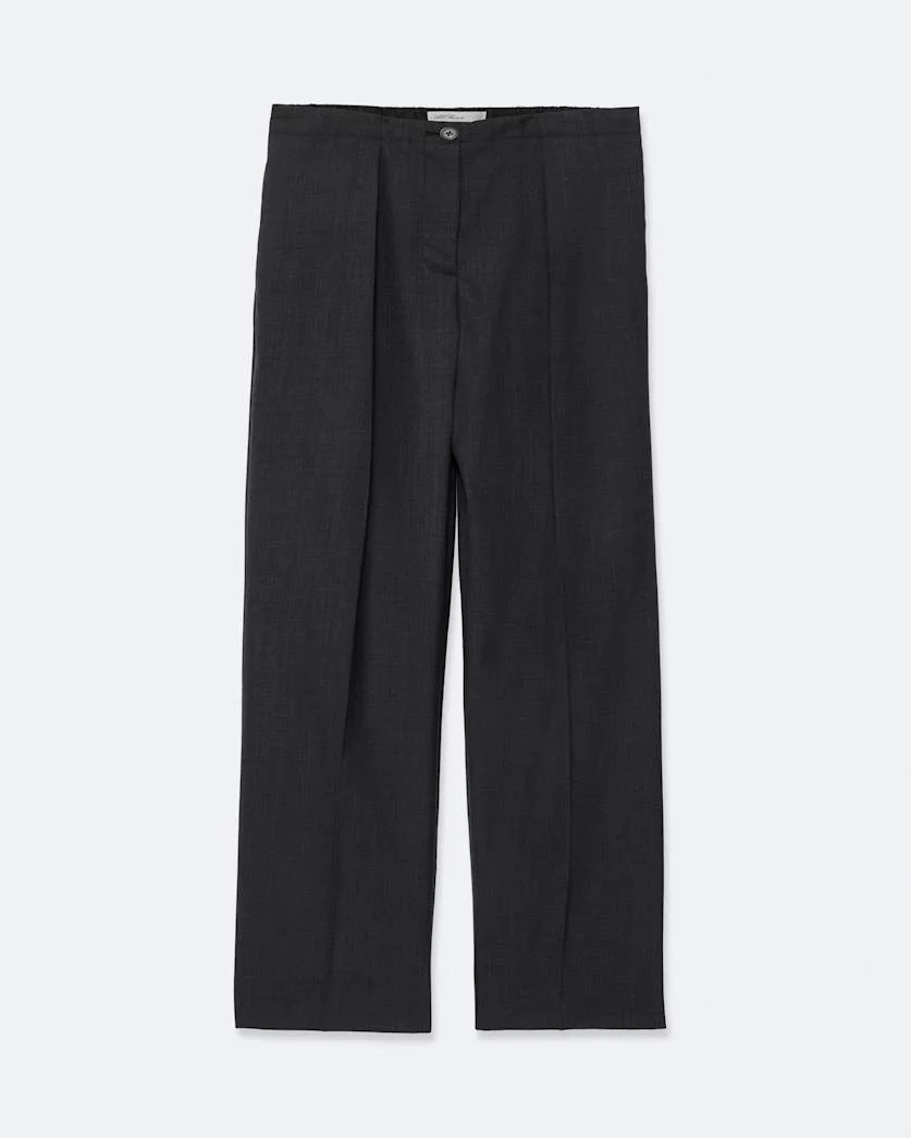 LEONIE WIDE-LEG PLEATED WOOL PANTS - 1