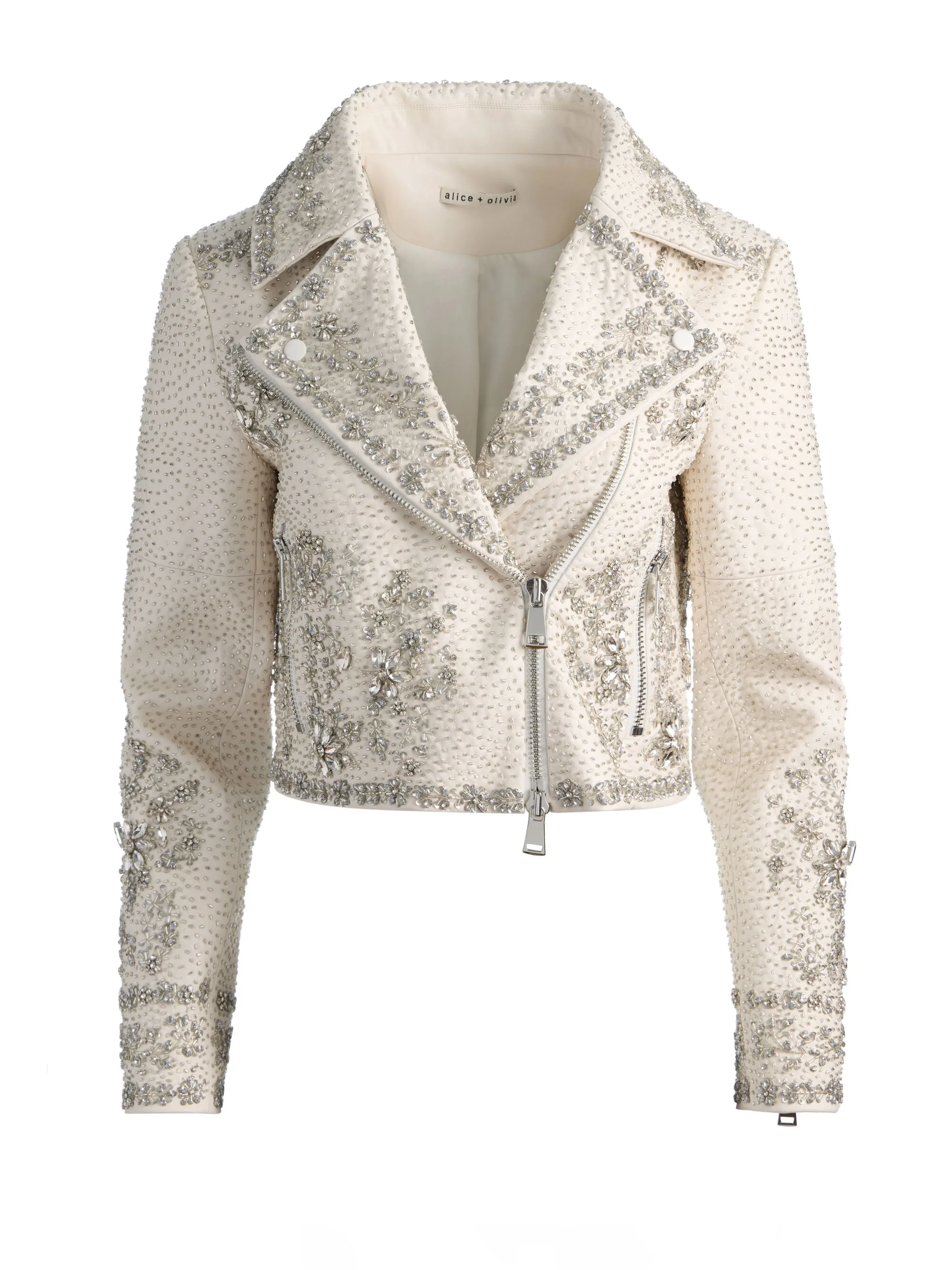 AVRIL EMBELLISHED VEGAN MOTO JACKET - 1