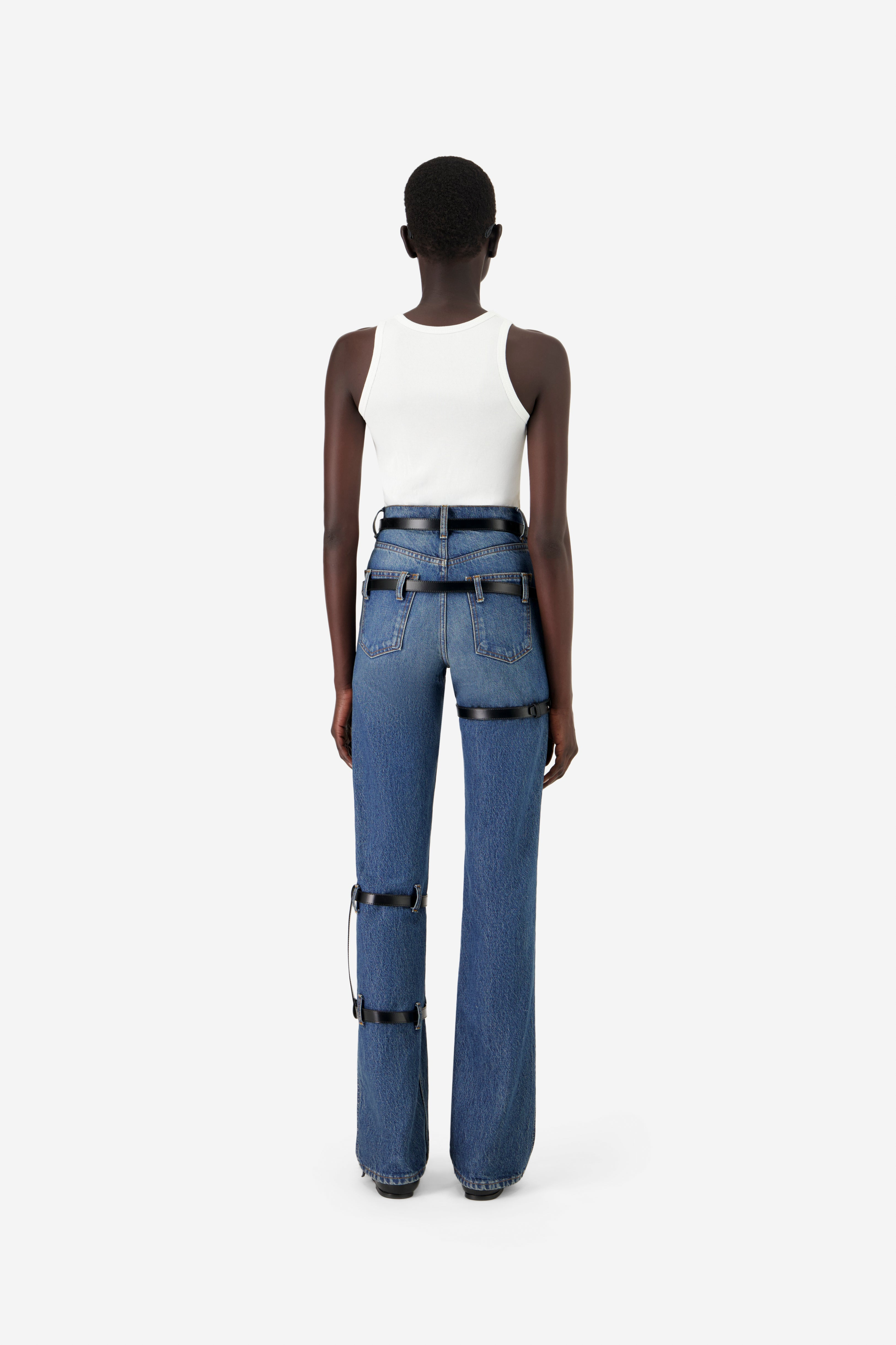Multi Belt Denim Pants - 6