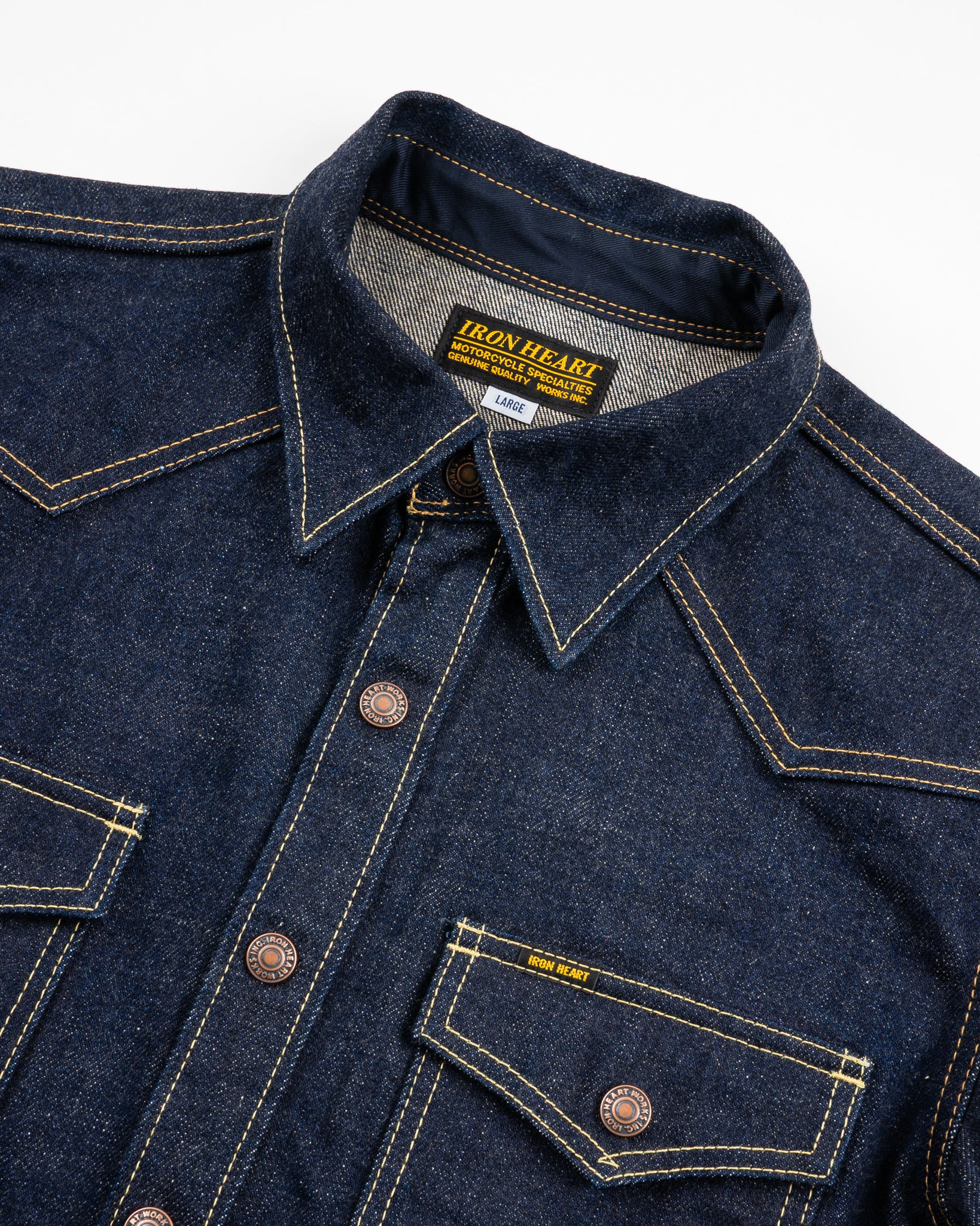 IHSH-292-IND 18oz Vintage Selvedge Denim CPO Shirt - Indigo - 6