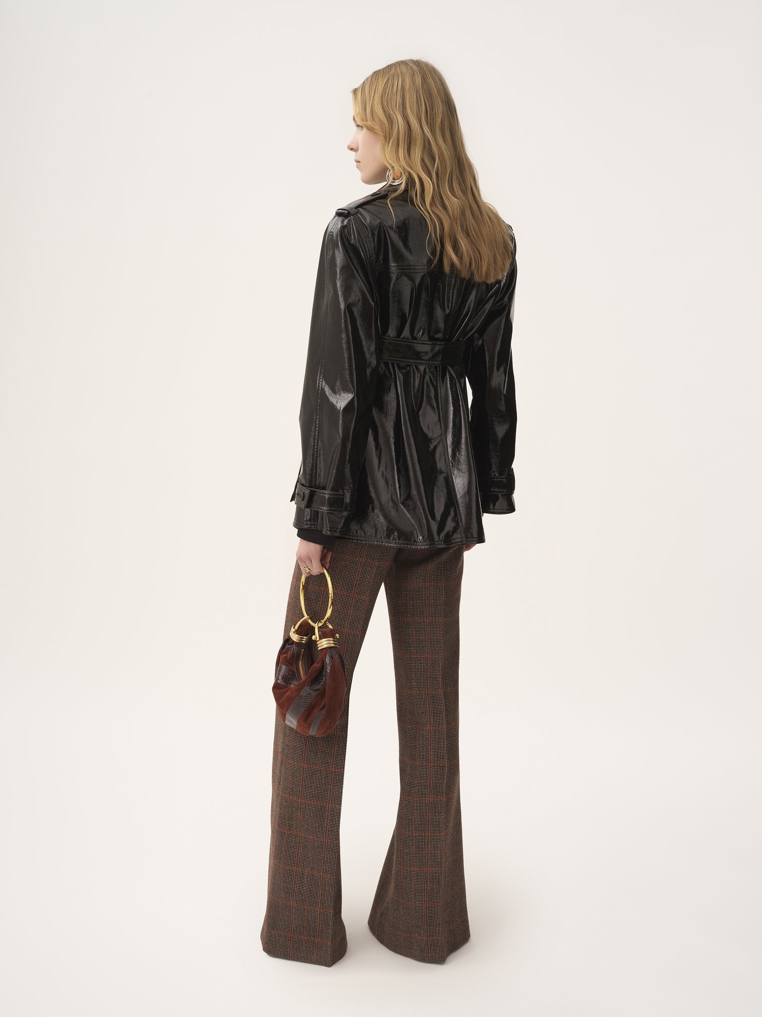 BELTED JACKET IN SHINY COATED COTTON - 5
