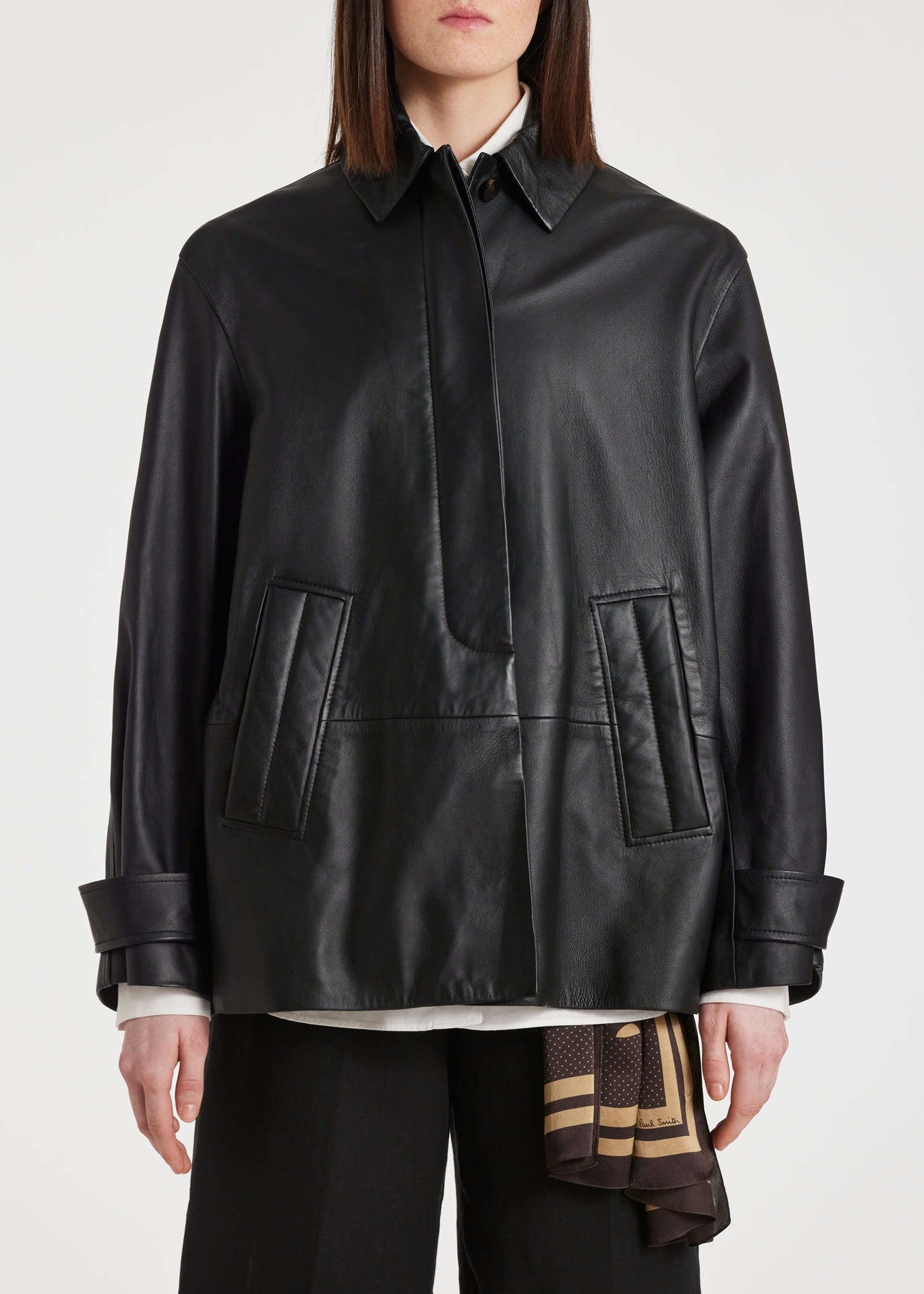 Leather Swing Jacket With Button Back - 5