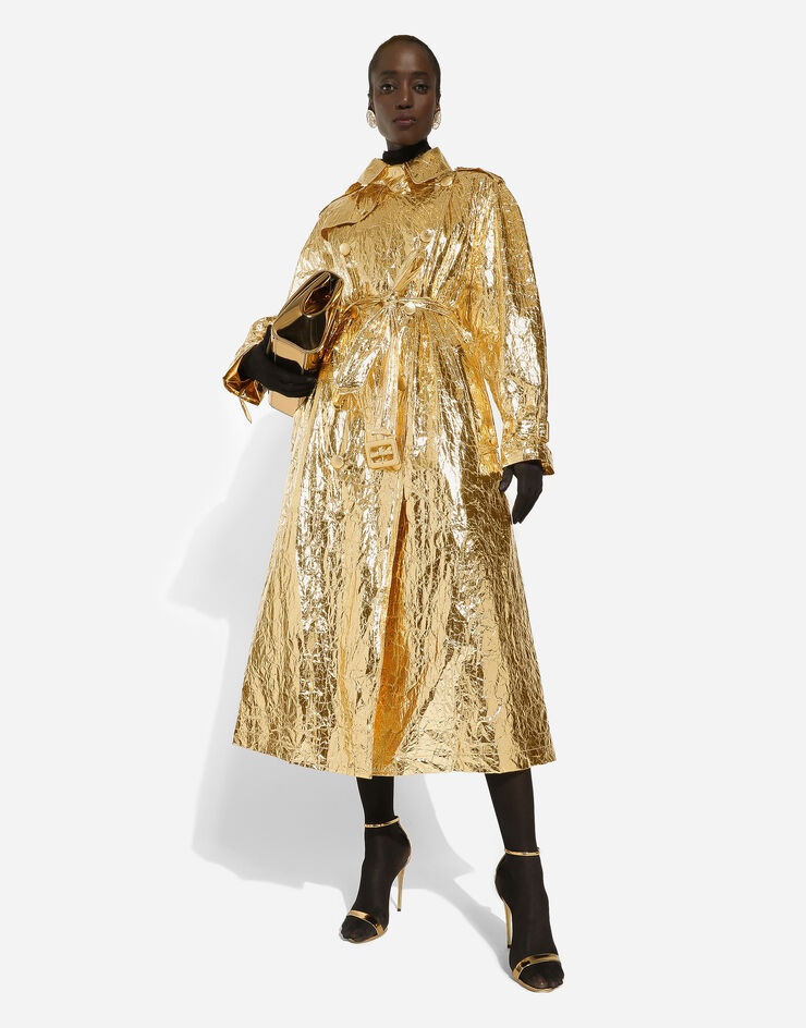 Dolce u0026 Gabbana Foiled fabric trench coat | REVERSIBLE