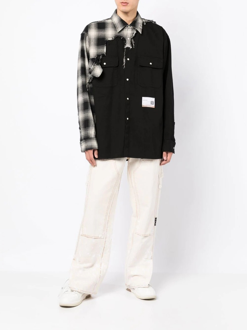 Maison MIHARAYASUHIRO checked-panel distressed shirt outlook