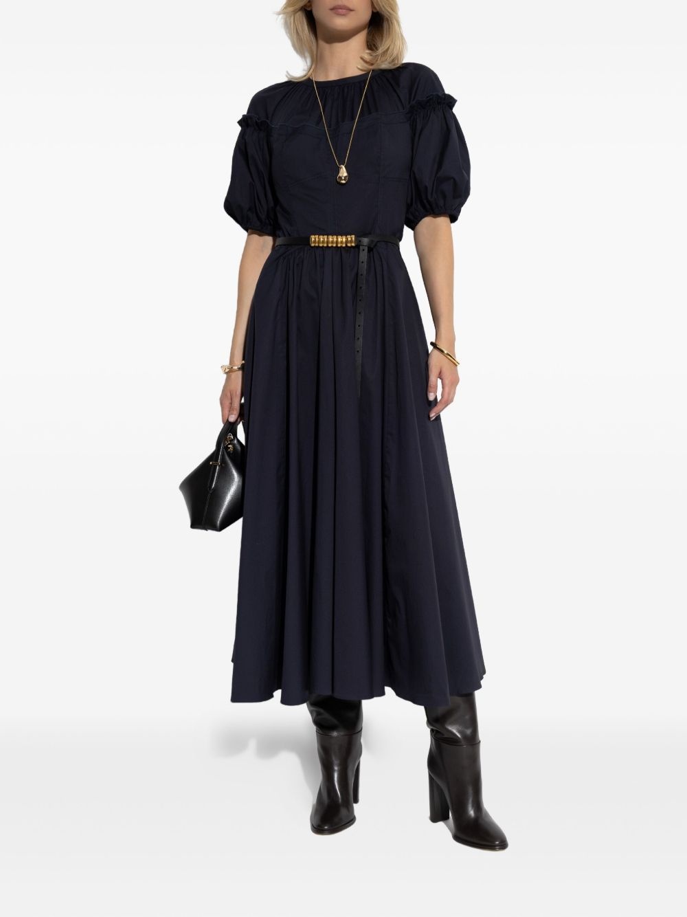 puff-sleeve midi dress - 2