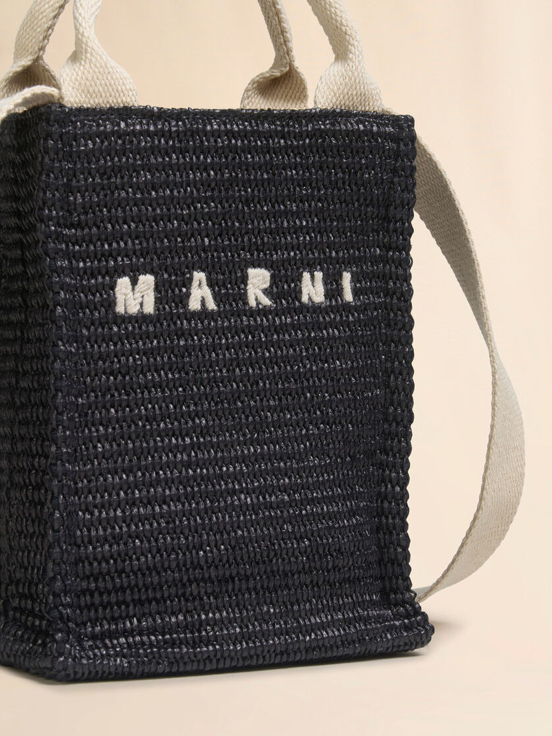 BLACK RAFFIA-EFFECT TOTE MINI BAG 5