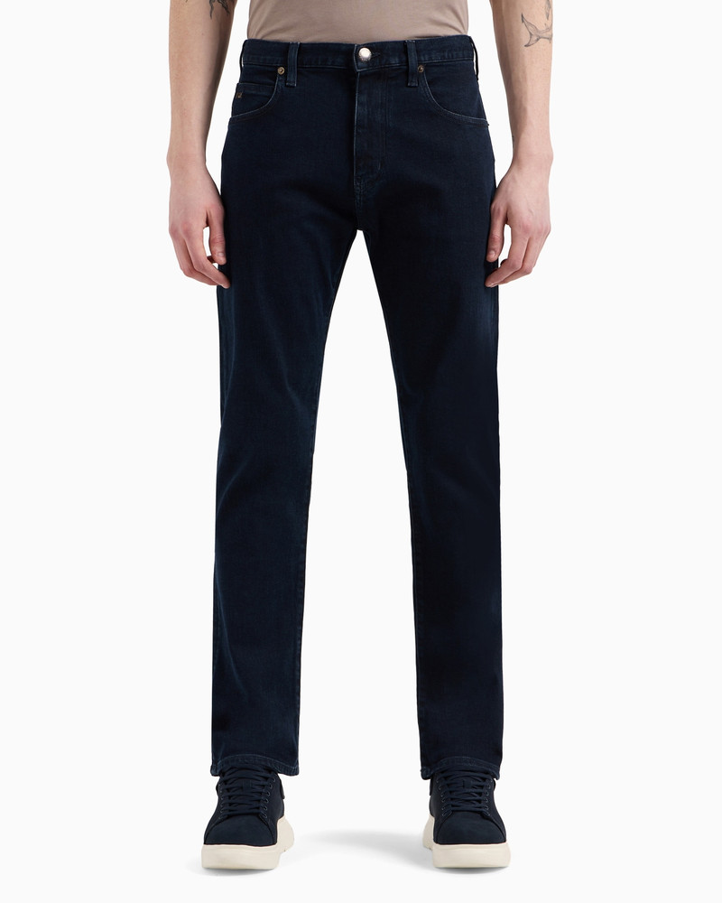EMPORIO ARMANI J45 Regular-fit, washed twill 10.5 oz comfort-denim jeans outlook