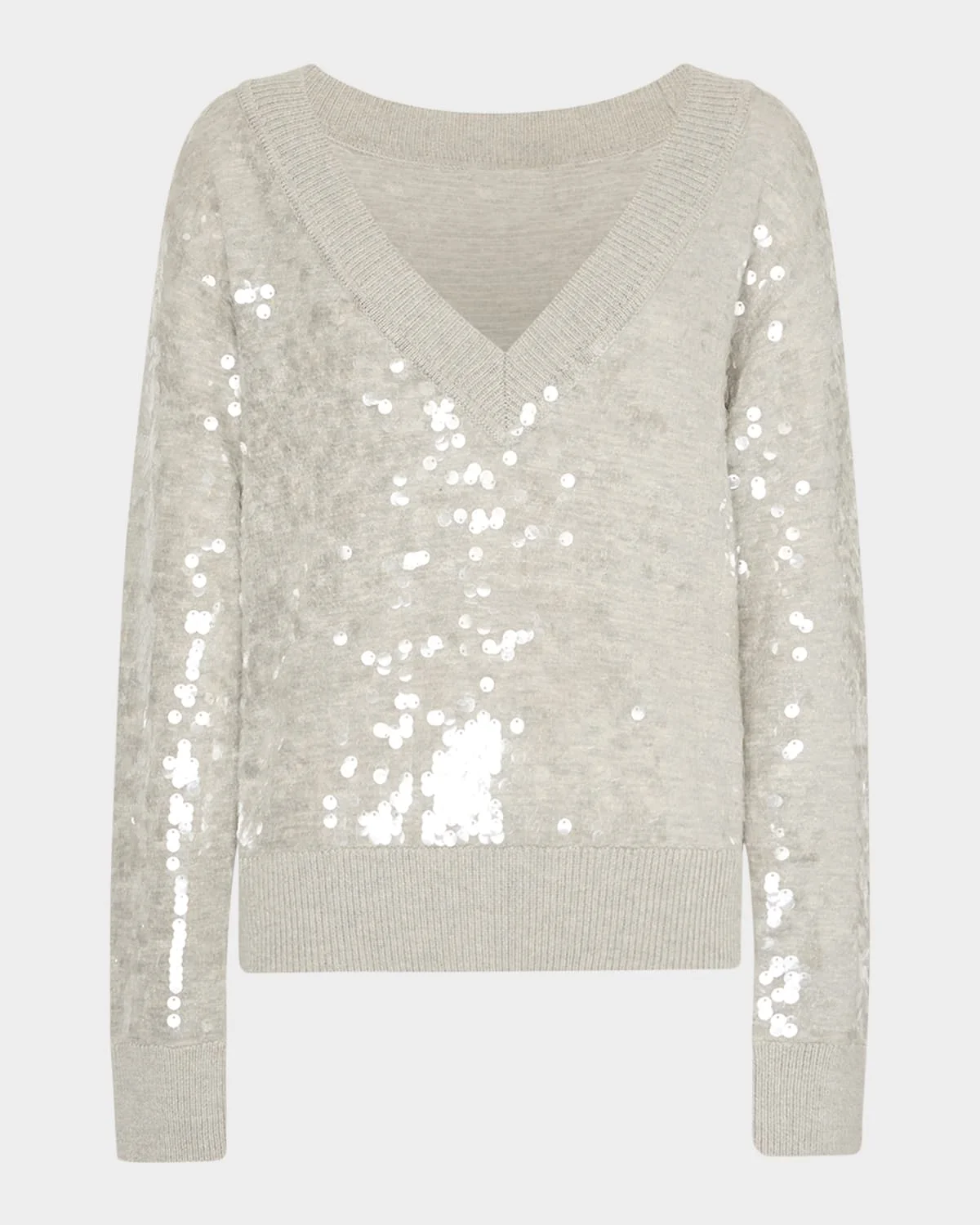 Ilaria Deep V-Neck Sequin Sweater - 1