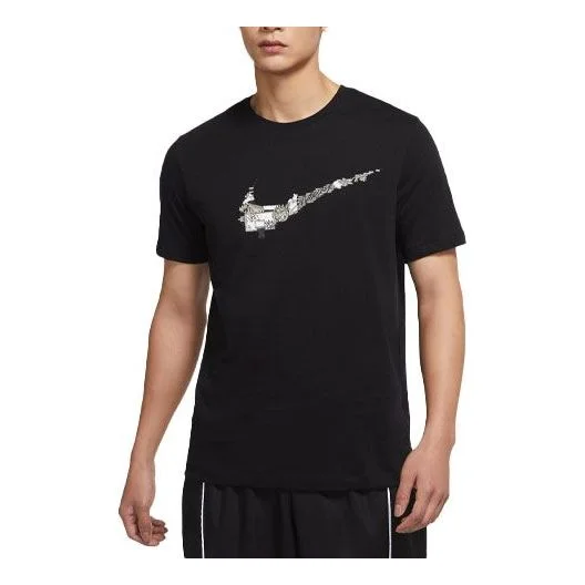 Nike Cartoon Pattern Large Logo Printing Round Neck Casual Short Sleeve Black DR1288-010 - 1
