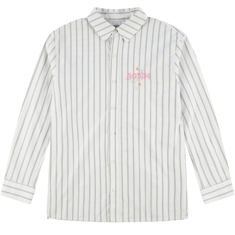 Nafnuf Logo Cotton Striped Shirt 'Off White' - 3