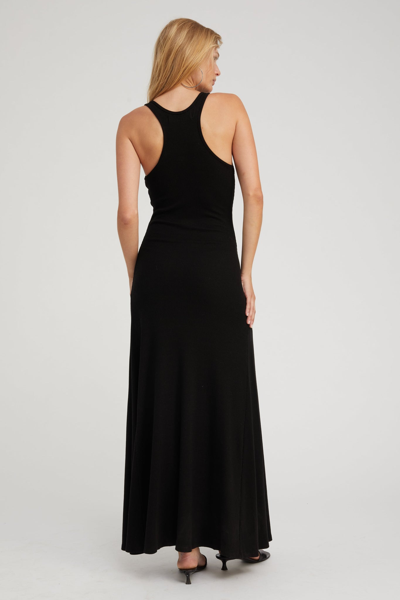 BLACK RIB MAXI TANK DRESS - 5