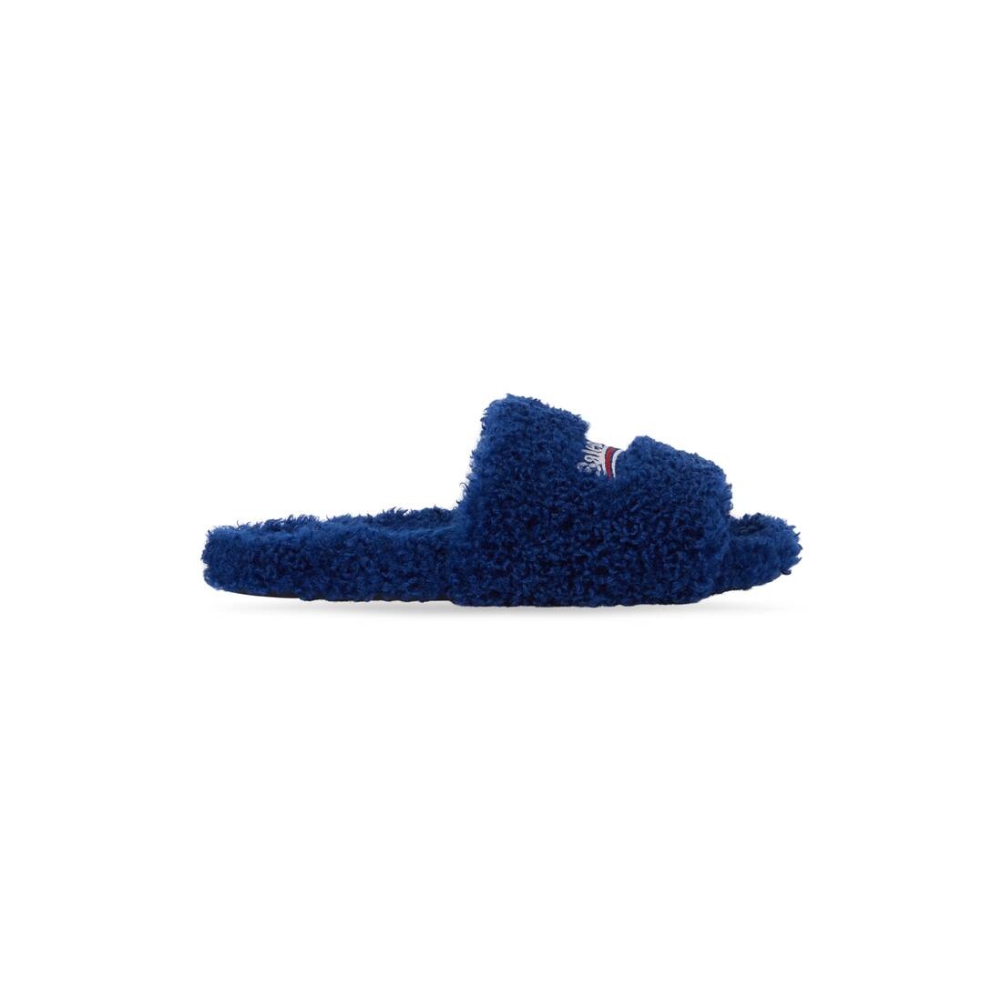 Men's Furry Slide Sandal in Blue/white/red - 1