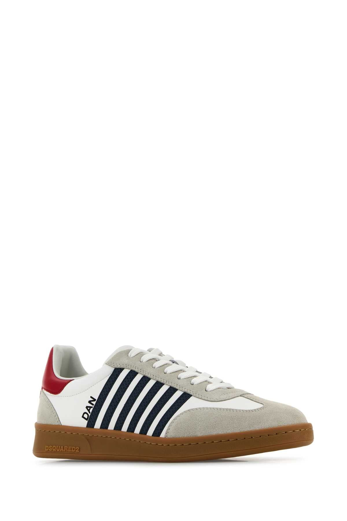 Dsquared Men White Leather Boxer Sneakers - 3