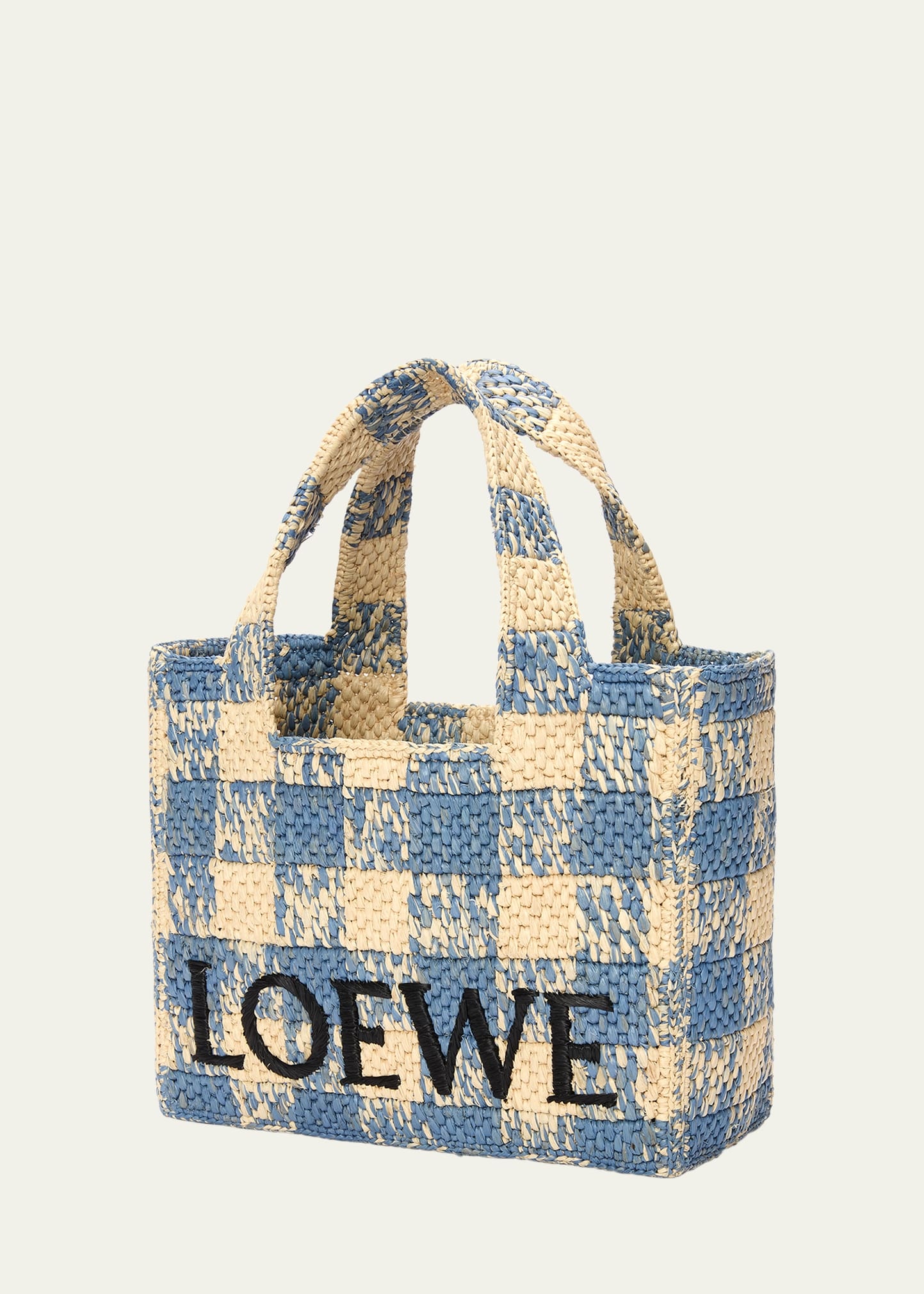 Medium Logo Tote Bag in Gingham Raffia - 3